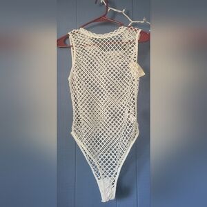 Forever 21 White Fishnet Bodysuit